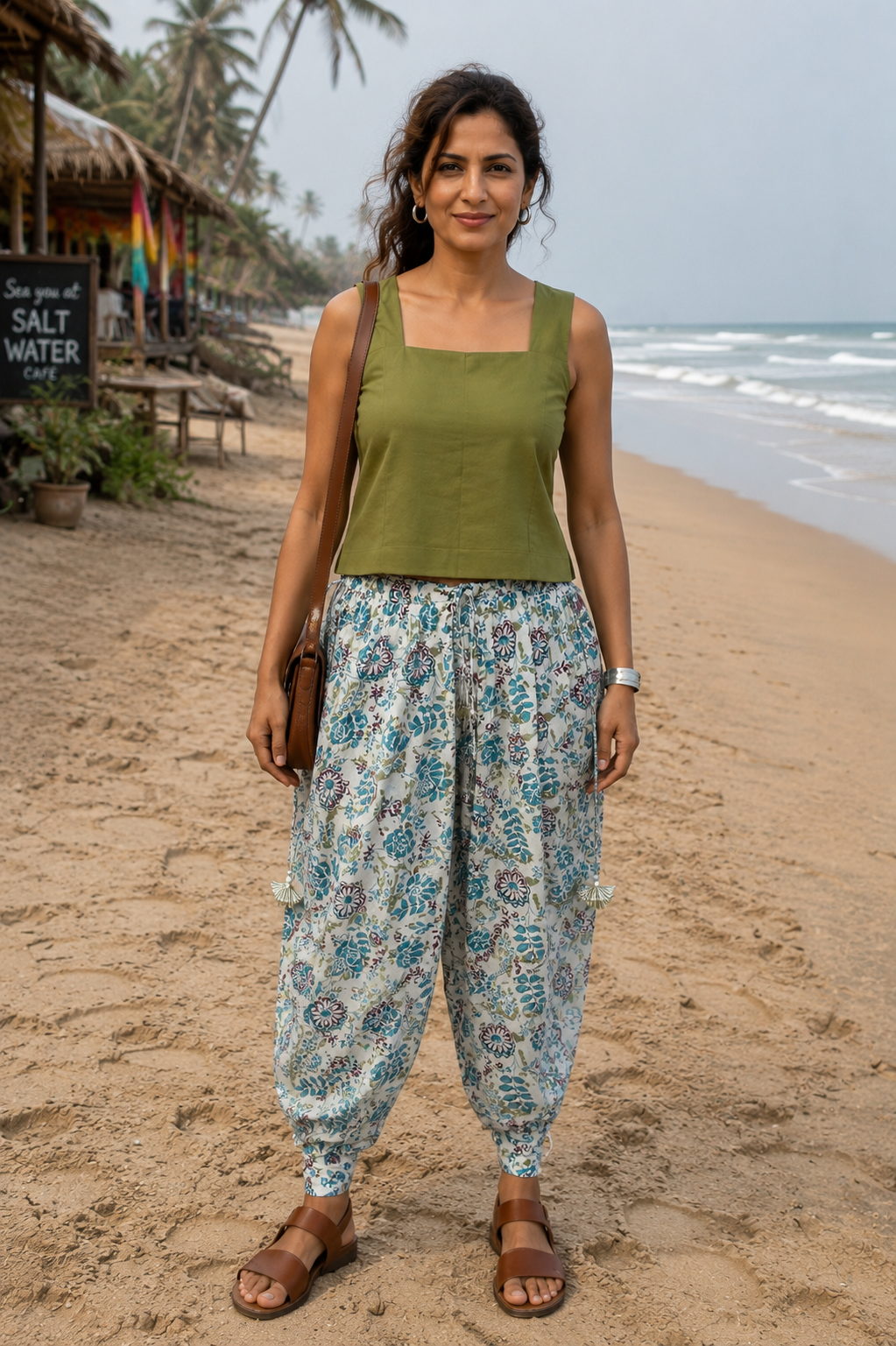 Botanical draped Dhoti Pants