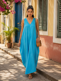 Colva Cocoon Dress - Aqua Blue