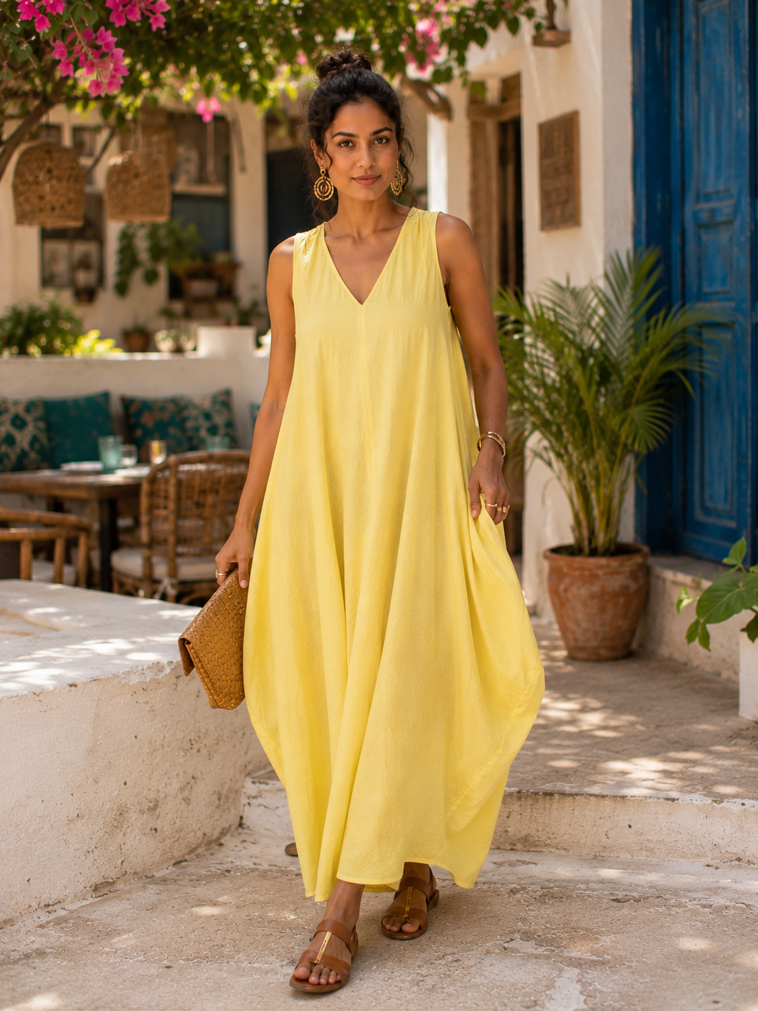 Colva Cocoon Dress - Lemon Yellow
