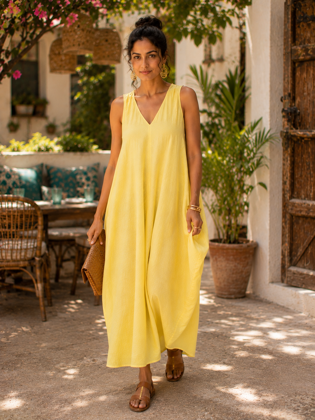 Colva Cocoon Dress - Lemon Yellow