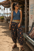 Navy floral Dhoti Pants